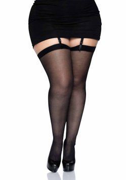 Прозрачные чулки со швом Leg Avenue Sheer backseam stockings Black, plus size SO7912 фото