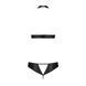 Комплект из экокожи Passion MALWIA SET with Open Bra 4XL/5XL black, топ и трусики с люверсами SO7100 фото 4