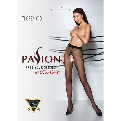 Колготки с открытым доступом, контрастная линия Passion TIOPEN 010 5 (20 den), black SO5807 фото