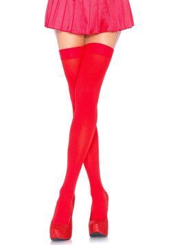 Плотные непрозрачные чулки Leg Avenue Opaque Nylon Thigh Highs Red, one size SO7982 фото