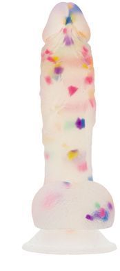 Фалоімітатор з конфетті ADDICTION - PARTY MARTY 7.5&Prime; - FROST & CONFETTI, 19 см, силікон SO4532 фото