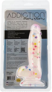 Фалоімітатор з конфетті ADDICTION - PARTY MARTY 7.5&Prime; - FROST & CONFETTI, 19 см, силікон SO4532 фото