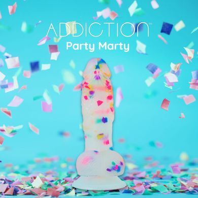 Фалоімітатор з конфетті ADDICTION - PARTY MARTY 7.5&Prime; - FROST & CONFETTI, 19 см, силікон SO4532 фото