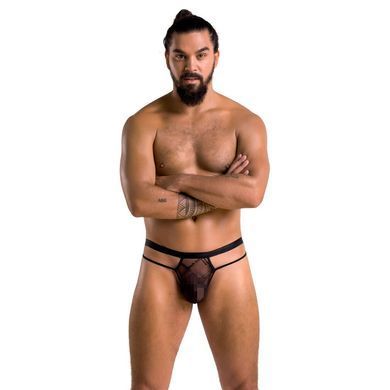 Чоловічі прозорі стринги Passion 029 THONG COLLIN S/M Black, сітка SO7559 фото