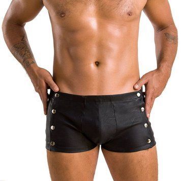 Мужские кожаные боксеры с заклепками Passion 048 SHORT DAVID L/XL Black SO7615 фото