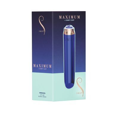 Вибропуля Swan Maximum + Comfy Cuff Blue, супермощная, разная интенсивность, силиконовая манжета SO8903 фото