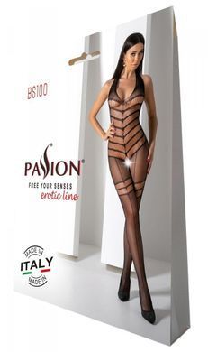 Бодистокинг с плетением на животике Passion BS100 One Size, black, декоративный шов, с доступом SO8941 фото