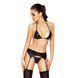 Комплект белья под латекс Passion CAPRI SET S/M, black, мини-бикини, стринги, пояс для чулок EL10902 фото 1