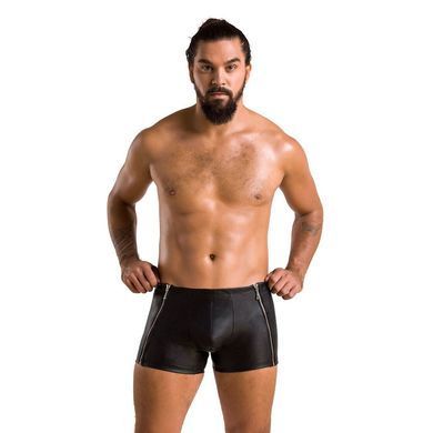 Мужские кожаные боксеры с молниями Passion 049 SHORT MATT L/XL Black SO7618 фото