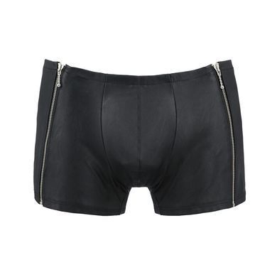Мужские кожаные боксеры с молниями Passion 049 SHORT MATT L/XL Black SO7618 фото