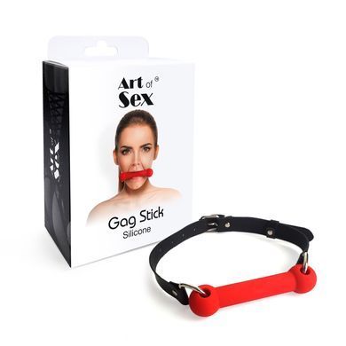 Кляп-палиця на ременях Art of Sex &ndash; Gag Stick Silicon, червоний, натуральна шкіра SO6704 фото