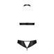 Комплект відкритий топ та трусики з екошкіри з люверсами Passion MALWIA SET with Open Bra L/XL black SO5768 фото 4